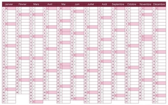 calendrier annees bissextiles