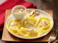 Ravioles de foie gras à la ricotta et aux cèpes...